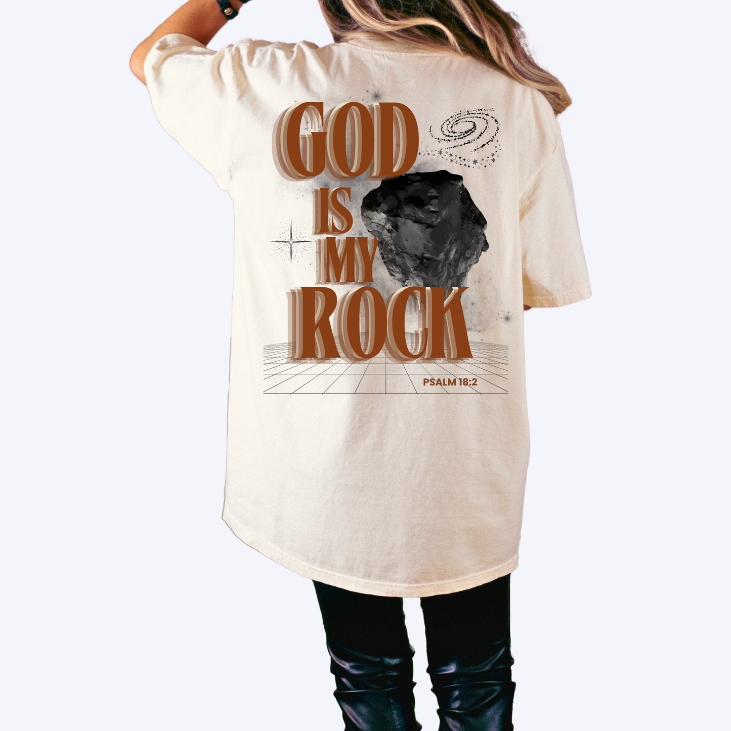 God is my Rock back back side - female model