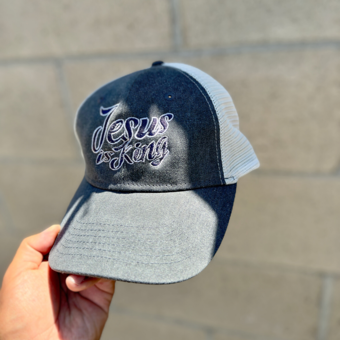 Jesus Is King Trucker Hat - Gray Washed