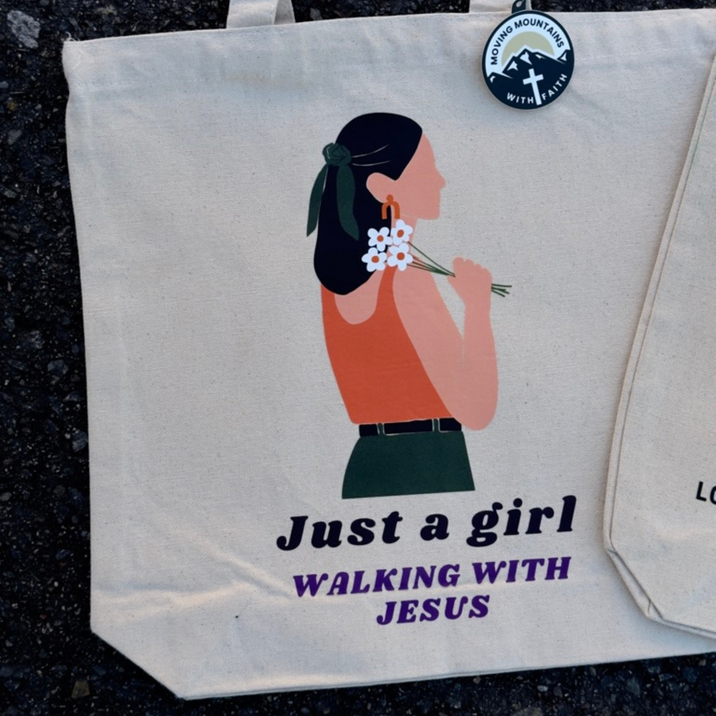 Just a Girl Walking with Jesus Christian Tote Bag