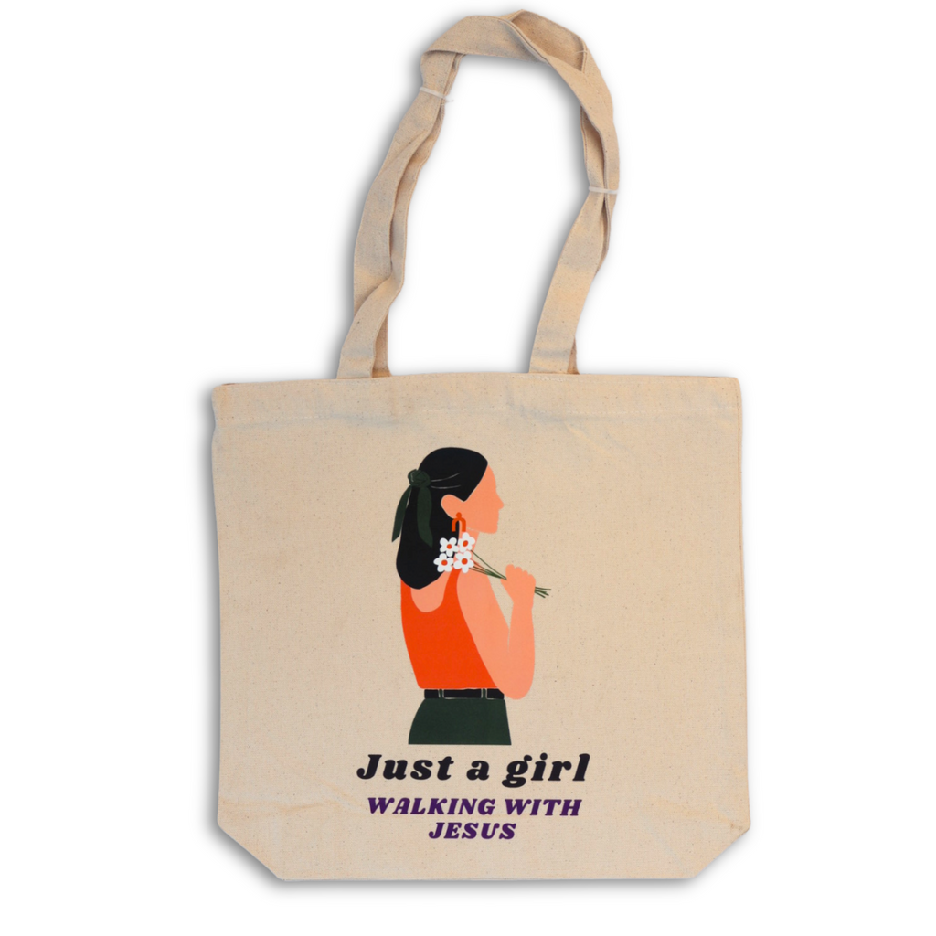 Just a Girl Walking with Jesus Christian Tote Bag
