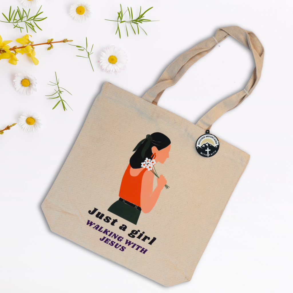Just a Girl Walking with Jesus Christian Tote Bag